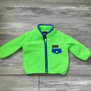 Baby Gap 6-12M Arctic Fleece Full Zip Electric Green Neon Jacket Sherpa‎